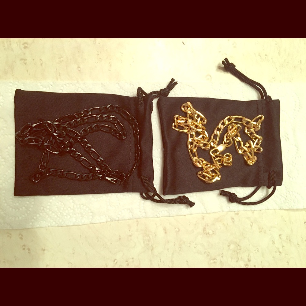 DEAL SAVINGS PACK/ GOLD/BLACK METALLIC NECKLACES